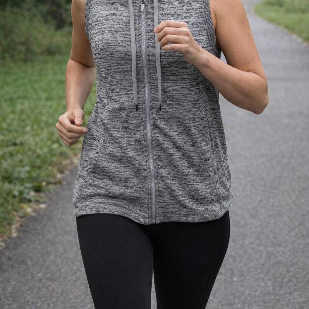 Active Life Heather Gray Sleeveless Zip-Up Hoodie Vest